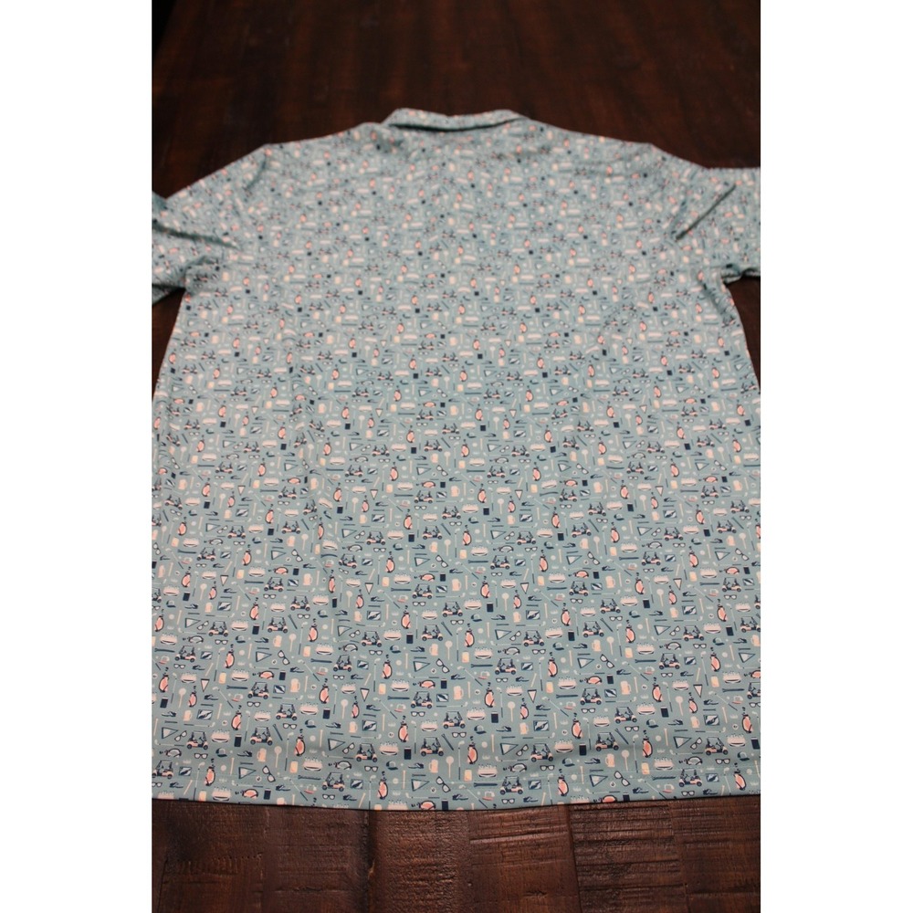 Southern Tide Golf Polo Shirt Mens Large Blue Graphic Print Performance Stretch - Picture 3 of 8